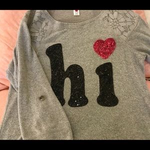 Grey Sweatshirt with sparkling writing